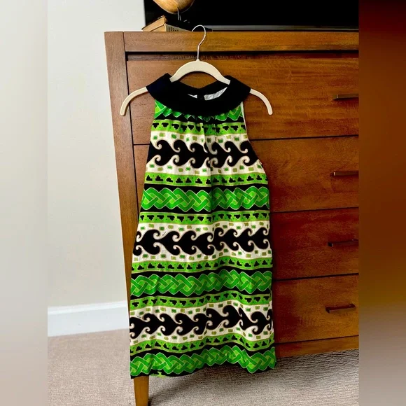 slim fit dress slacks Catarina Printed Poplin Dress in Green/White main image 0